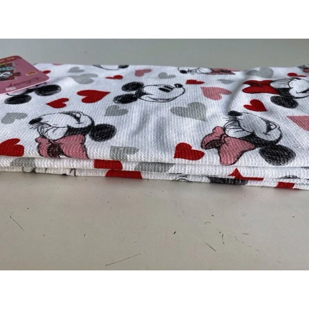 2 Pk Disney Mickey Minnie Mouse Hearts Valentines Kitchen Towels 16 X 26”‎ NEW
